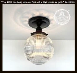 Modern Holophane Glass Ceiling Light