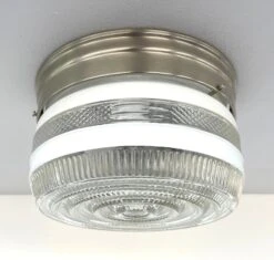 RETRO 1960's Antique DRUM Flush Mount Ceiling Light Brushed Nickel -The Lamp Goods il 1588xN.5982808024 oqky