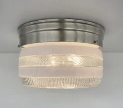 RETRO 1960's Antique DRUM Flush Mount Ceiling Light Brushed Nickel -The Lamp Goods il 1588xN.6030870723 ak10