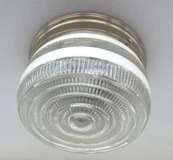RETRO 1960's Antique DRUM Flush Mount Ceiling Light Brushed Nickel -The Lamp Goods il 1588xN.6030870729 k64y