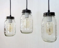 Mason Jar CHANDELIER Pendant Trio Rectangular With NEW Quart -The Lamp Goods il 570xN.739388893 6tu9