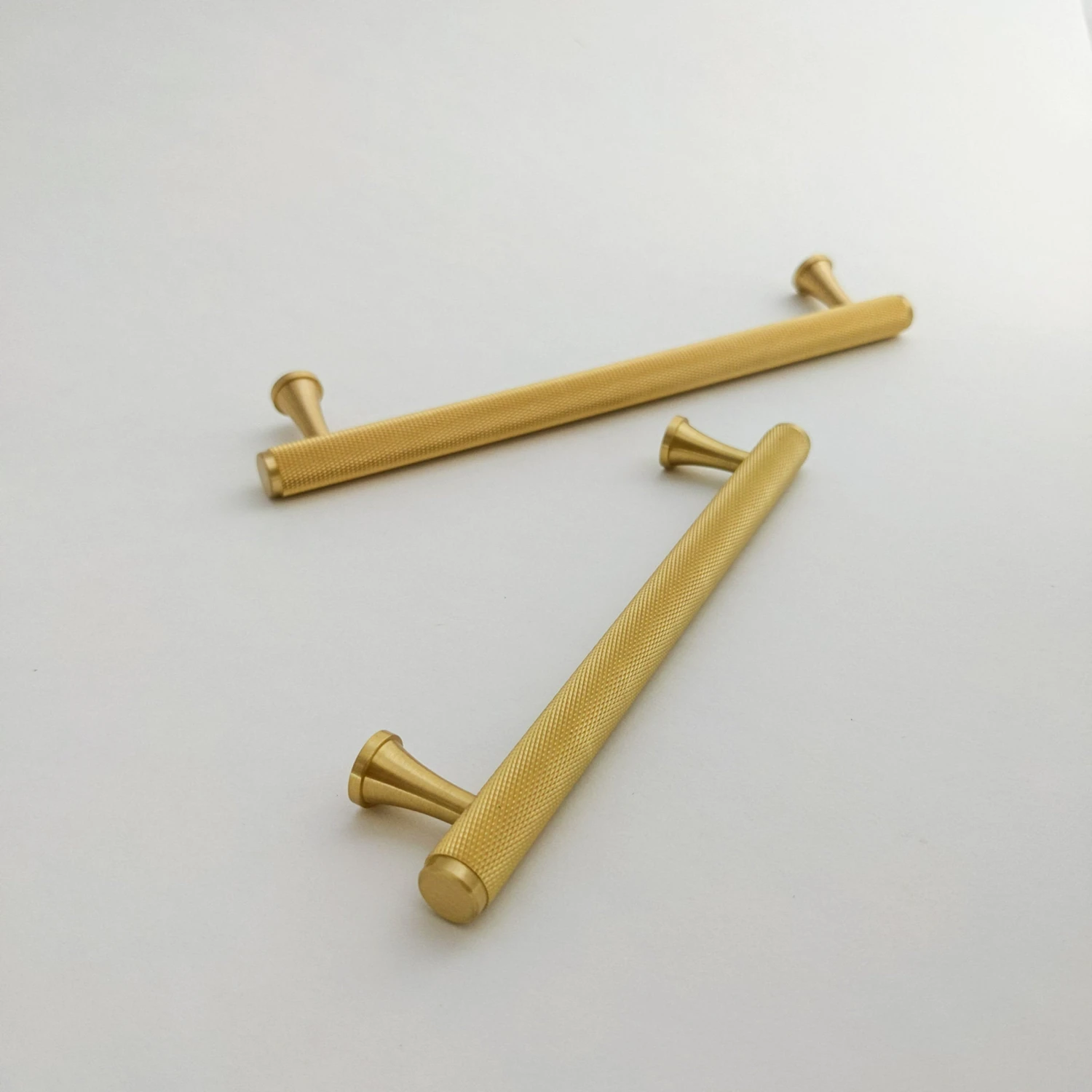 Knurled Satin Brass Handles Gold(Knurled Brass Handles And T Bar Drawer 56128) 3 Knurled Satin Brass Handles Gold(Knurled Brass Handles And T Bar Drawer 56128)
