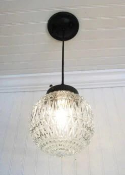 Antique Diamond 1960's Glass PENDANT Light -The Lamp Goods il fullxfull.319455295