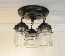 Mason Jar LIGHT FIXTURE Vintage PINT Chain Trio 8 Mason Jar LIGHT FIXTURE Vintage PINT Chain Trio -The Lamp Goods il fullxfull.464786441 krcx