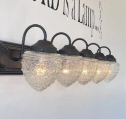 Bathroom Vanity Lighting Fixture Of Antique Glass -The Lamp Goods islandfallsfivelightvanityglass 2