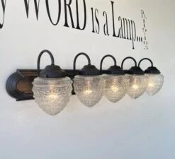 Antique Acorn Glass VANITY Light - 3 Sizes -The Lamp Goods islandfallsfivelightvanityglass 8