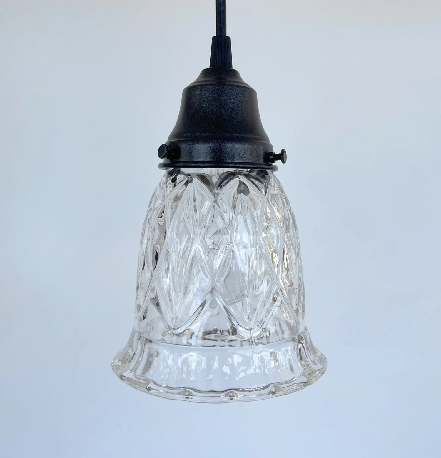 Clear Pressed 1950's Glass Pendant Light - Image 6