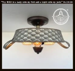 Flat Rustic Tub Ceiling Light Galvanized Beehive