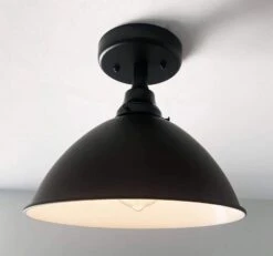 Large Black Enamel Farmhouse Ceiling Light -The Lamp Goods largeblackenamelceilingfixturekitchenlighting