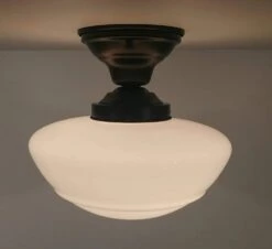 Large Mushroom Milk Glass Schoolhouse Light Fixture -The Lamp Goods largemushroommilkglasssemiflushceilinglightfixturebylampgoodslightingschoolhousetraditonalkitchen 3