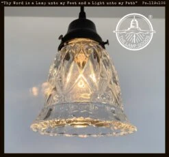 Clear Pressed 1950's Glass Pendant Light
