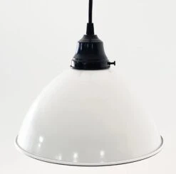 Large White Enamel Farmhouse Pendant Light -The Lamp Goods largewhiteenameilblack