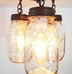 Mason Jar LIGHT FIXTURE New Quart Chain Trio -The Lamp Goods light bulbs that fit into mason jars 386a19e2 60ff 4770 80df 2564cd906ba6
