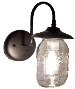 Mason Jar Outdoor Exterior Porch Wall SCONCE Light -The Lamp Goods mason jar exterior sconce new quart wall light fixture lamp goods Antique Black