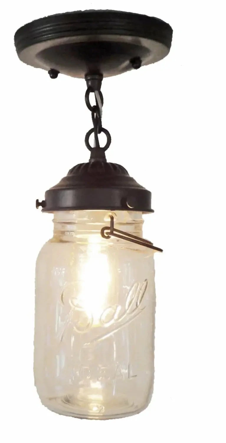 Vintage Mason Jar Ceiling LIGHT With Chain 6 Vintage Mason Jar Ceiling LIGHT With Chain - Image 4
