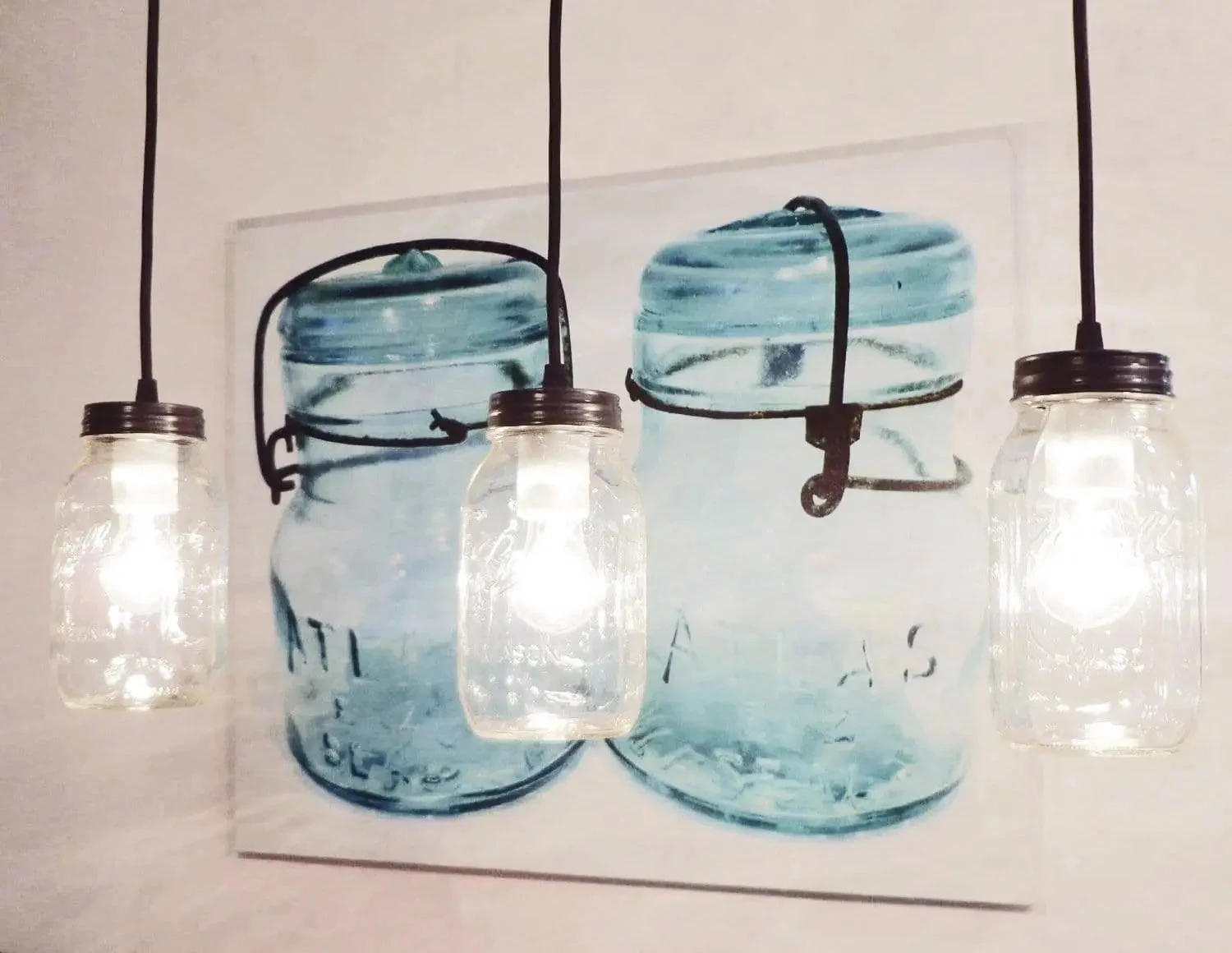 Mason Jar Track Lighting PENDANT Trio - Image 3