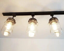 Rustic Mason Jar TRACK LIGHT Chain Trio Of Vintage Quarts -The Lamp Goods mason jar track light vintage quart single ceiling lighting flush mount farmhouse kitchen rustic by lamp goods 4 2048x 14dbf215 56e8 48dd 9424 176b26600e2f