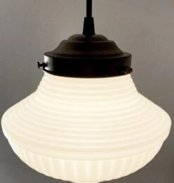 Traditional Schoolhouse Pendant Light -The Lamp Goods milk glass pendant light fixture hanging ceiling chandelier lighting lamp goods 1