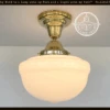 Brass Acorn Schoolhouse Ceiling Light -The Lamp Goods milkglassceilinglightbrassfixture 1