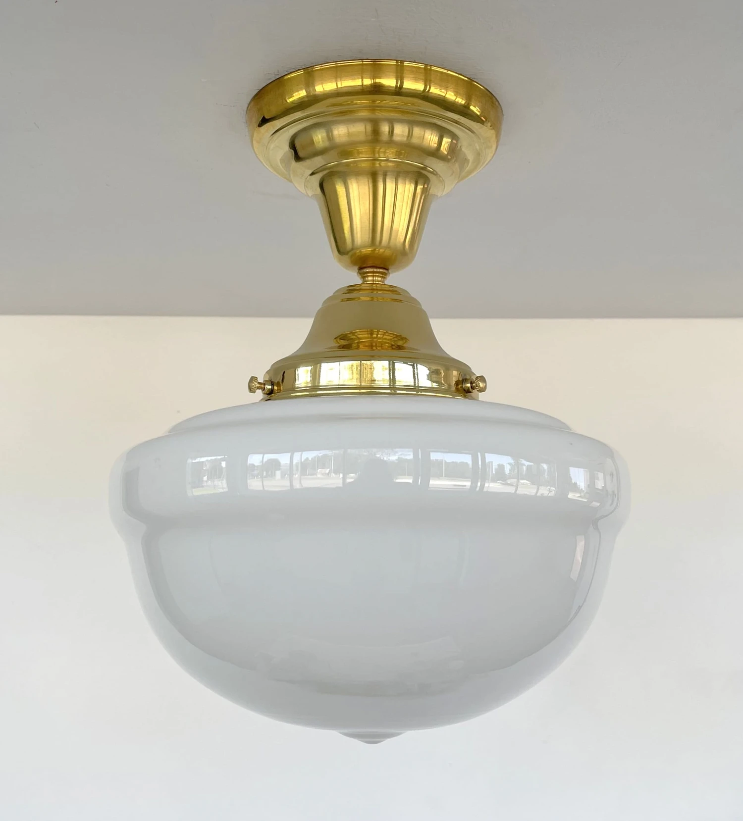 Brass Acorn Schoolhouse Ceiling Light 6 Brass Acorn Schoolhouse Ceiling Light - Image 4