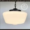 Large Antique Schoolhouse Pendant Light -The Lamp Goods milkglasspendantlargemachiaschainlightingfixturte 1