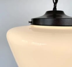 Large Antique Schoolhouse Pendant Light -The Lamp Goods milkglasspendantlargemachiaschainlightingfixturte 5