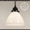 Milk Glass Banded Waffle Pendant Light Fixture