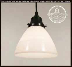 Milk Glass Banded Waffle Pendant Light Fixture
