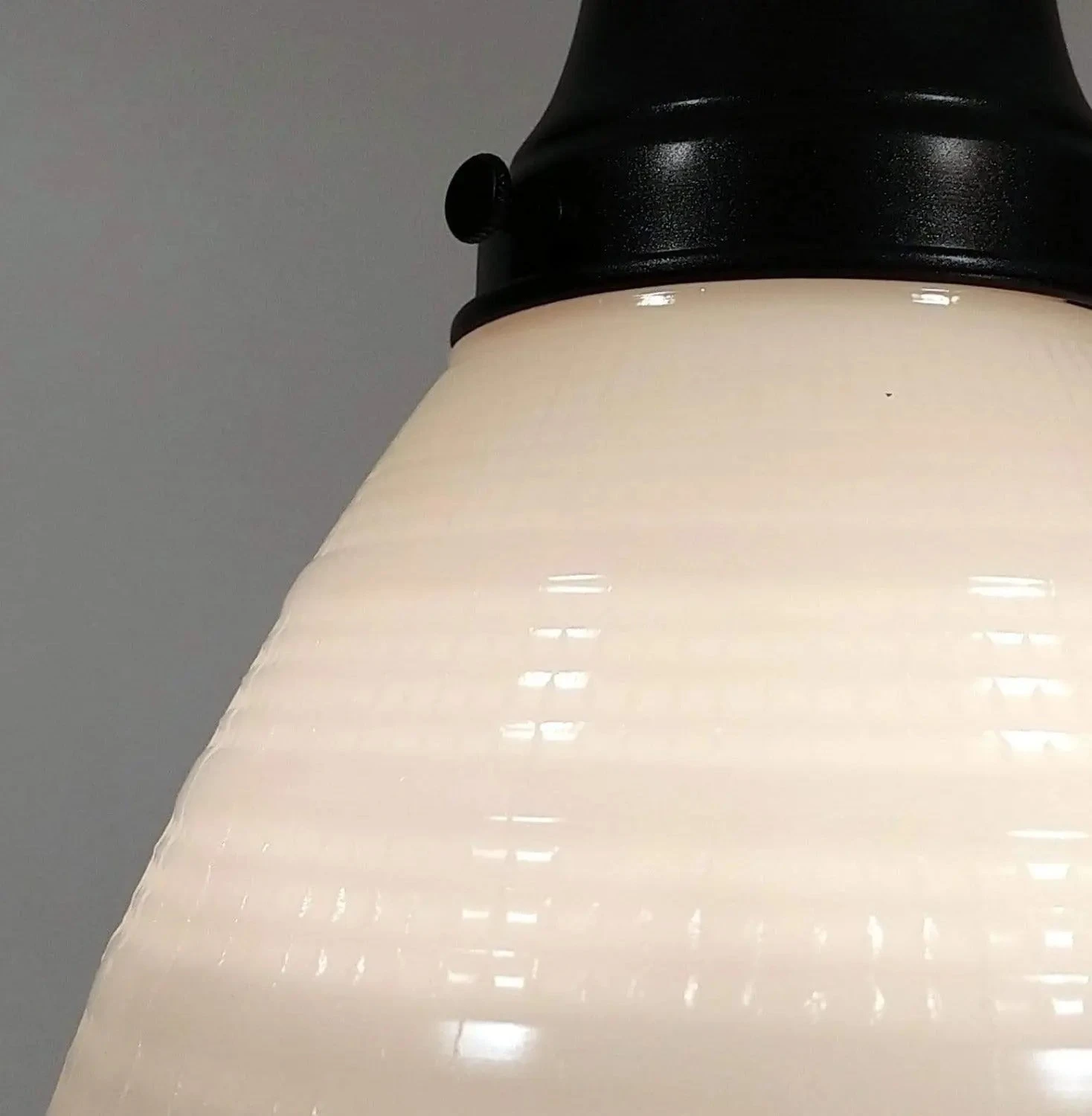 Milk Glass Banded Waffle Pendant Light Fixture 4 Milk Glass Banded Waffle Pendant Light Fixture - Image 2