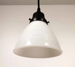 Milk Glass Banded Waffle Pendant Light Fixture 11 Milk Glass Banded Waffle Pendant Light Fixture -The Lamp Goods milkglasspendantlightwithbandedwafflepatternhanginglightingfixtureceiling 3