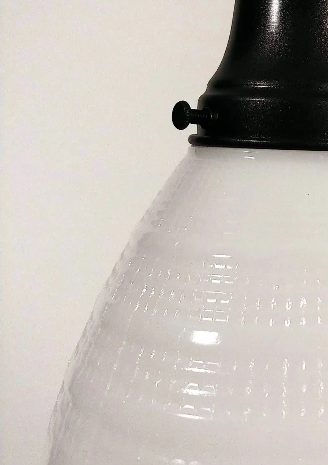 Milk Glass Banded Waffle Pendant Light Fixture 8 Milk Glass Banded Waffle Pendant Light Fixture - Image 6