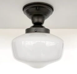 Modern Schoolhouse 8" Milk Glass Replacement Globe -The Lamp Goods modern milk glass schoolhouse ceiling.jpg e