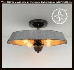 Oval Galvanized Zinc Flat Tub Laundry Room Ceiling Light Fixture