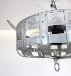 Petite Galvanized Strapped Metal Ceiling Light -The Lamp Goods petitegalvanizedstrapbasketlightfixtureceilinglight 4