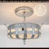 Petite Galvanized Strapped Metal Ceiling Light 2 Petite Galvanized Strapped Metal Ceiling Light -The Lamp Goods petitegalvanizedstrapbasketlightfixtureceilinglight rusticfarmhouse