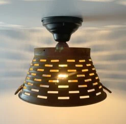 Pierced Barn Metal Farmhouse Ceiling Light -The Lamp Goods piercedmetalrusticbasketceilinglightfixture 11