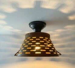 Pierced Barn Metal Farmhouse Ceiling Light -The Lamp Goods piercedmetalrusticbasketceilinglightfixture 12