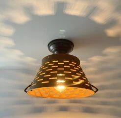 Pierced Barn Metal Farmhouse Ceiling Light -The Lamp Goods piercedmetalrusticbasketceilinglightfixture 13