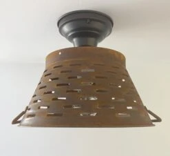 Pierced Barn Metal Farmhouse Ceiling Light -The Lamp Goods piercedmetalrusticbasketceilinglightfixture 2