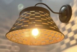 Galvanized Farmhouse Wall Sconce 11 Galvanized Farmhouse Wall Sconce -The Lamp Goods piercedmetalrusticbasketwallsconcelight 13