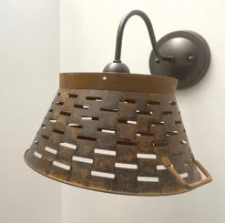 Galvanized Farmhouse Wall Sconce 15 Galvanized Farmhouse Wall Sconce -The Lamp Goods piercedmetalrusticbasketwallsconcelight 8