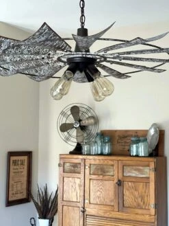 Windmill Chandelier Farmhouse Lighting Fixture -The Lamp Goods piercedwindmillchandelierwithoutlighton 2 2
