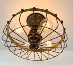 Rustic Industrial Cage Ceiling Light Fixture -The Lamp Goods rusticindustrialcageceilinglightfarmhousemetal 4