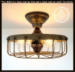 Rustic Industrial Cage Ceiling Light Fixture