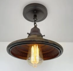 Rustic Industrial Farmhouse Ceiling Light -The Lamp Goods rusticindustrialceilinglightchainfarmhouselightingfixtureflushmountcabinsemi 3