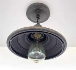 Rustic Industrial Farmhouse Ceiling Light -The Lamp Goods rusticindustrialceilinglightchainfarmhouselightingfixtureflushmountcabinsemi 5