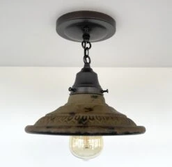 Rustic Industrial Farmhouse Ceiling Light -The Lamp Goods rusticindustrialceilinglightchainfarmhouselightingfixtureflushmountcabinsemi 7
