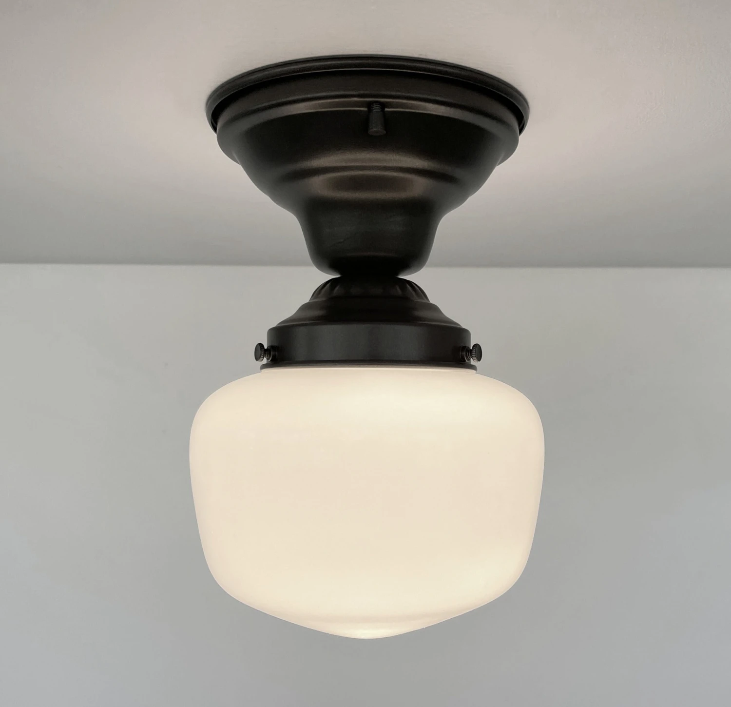 Simple Schoolhouse CEILING LIGHT Fixture Of Milk Glass 5 Simple Schoolhouse CEILING LIGHT Fixture Of Milk Glass - Image 3