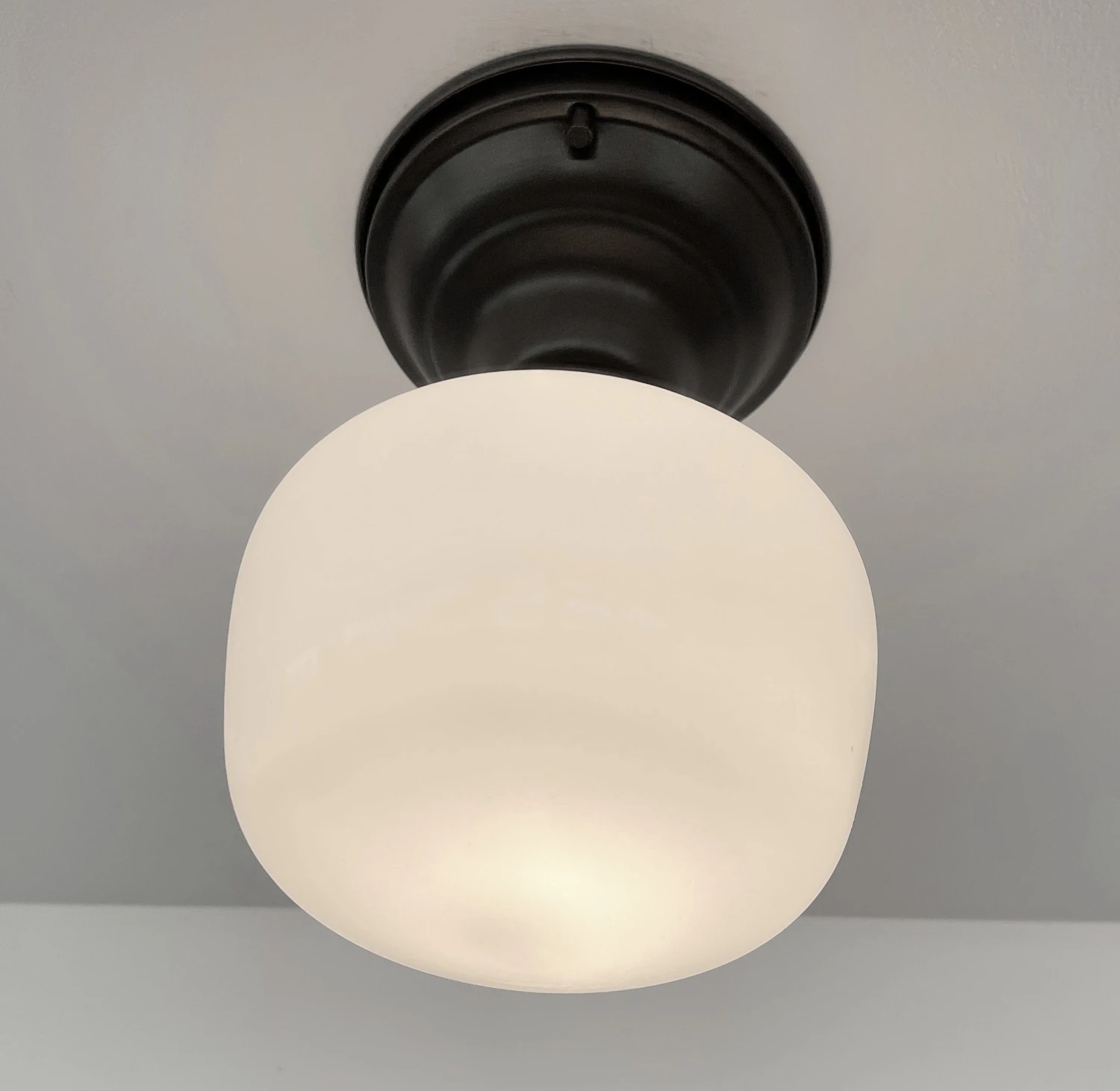 Simple Schoolhouse CEILING LIGHT Fixture Of Milk Glass 6 Simple Schoolhouse CEILING LIGHT Fixture Of Milk Glass - Image 4