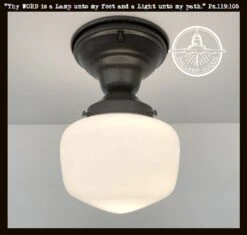 Simple Schoolhouse CEILING LIGHT Fixture Of Milk Glass